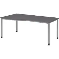 Bümö Schreibtisch Serie-H - Gestell: Silber, Nachbildung: Graphit, Größe: 180 x 100 cm