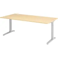 Bümö Schreibtisch Serie-XB - Nachbildung Ahorn, Gestell: Silber, Größe: 200 x 100 cm