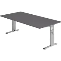 Bümö Schreibtisch Serie-O - Gestell: Silber, Nachbildung: Graphit, Größe: 200 x 100 cm