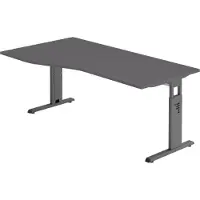 Bümö Schreibtisch Serie-O - Nachbildung: Graphit, Gestell: Graphit, Größe: 180 x 100 cm