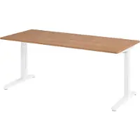 Bümö Schreibtisch Serie-XB - Nachbildung: Nussbaum, Größe: 180 x 80 cm, Gestell: Weiß