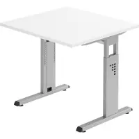 Bümö Schreibtisch Serie-O - Nachbildung: Weiß, Gestell: Silber, Größe: 80 x 80 cm
