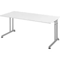 Bümö Schreibtisch Serie-Z - Nachbildung: Weiß, Gestell: Silber, Größe: 180 x 80 cm
