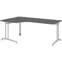 Bümö Schreibtisch Serie-B - Nachbildung: Graphit, Größe: Eckschreibtisch 200 x 120 cm