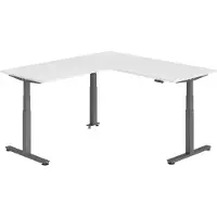 Bümö Eckschreibtisch elektrisch höhenverstellbar L-Form - Nachbildung: Weiß, Gestell: Graphit, Größe: Eckschreibtisch 180 x 200 cm