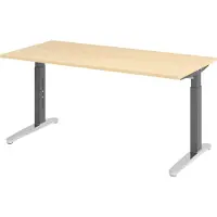 Bümö Schreibtisch Serie-XB - Nachbildung Ahorn, Größe: 160 x 80 cm, Gestell: Graphit/Alu poliert