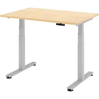 Bümö Schreibtisch elektrisch XDSM - Nachbildung Ahorn, Gestell: Silber, Größe: 120 x 80 cm