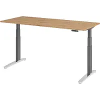 Bümö Schreibtisch elektrisch XBHM - Nachbildung: Asteiche, Größe: 180 x 80 cm, Gestell: Graphit/Alu poliert