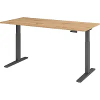 Bümö Schreibtisch elektrisch XMKA - Nachbildung: Asteiche, Gestell: Graphit, Größe: 180 x 80 cm