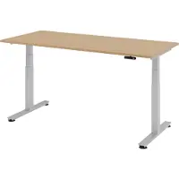 Bümö Schreibtisch elektrisch XDSM - Gestell: Silber, Größe: 180 x 80 cm, Nachbildung: Eiche