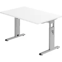 Bümö Schreibtisch Serie-O - Nachbildung: Weiß, Gestell: Silber, Größe: 120 x 80 cm