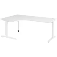 Bümö Schreibtisch Serie-XB - Nachbildung: Weiß, Größe: Eckschreibtisch 200 x 120 cm, Gestell: Weiß