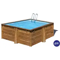 Gre Rechteckpool "CARRA 3 mit Edelstahlleiter" Echtholzpool, 305x305x119 cm