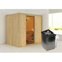 Karibu Sauna »Kothla«, inkl. 9 kW Saunaofen mit integrierter Steuerung, für 3 Personen - beige