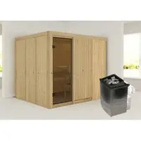 Karibu Sauna »Jöhvi«, inkl. 9 kW Saunaofen mit integrierter Steuerung, für 4 Personen - beige