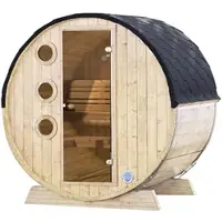 Wolff Finnhaus Finnhaus Wolff Wolff Saunafass Mini 160 Fasssauna 3 Sitzbänke aus Holz, Sauna mit 28 mm Wandstärke, Außensauna mit Montagematerial