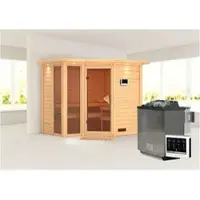 Karibu Sauna »Kunda«, inkl. 9 kW Bio-Kombi-Saunaofen mit externer Steuerung, für 4 Personen - beige