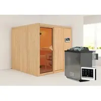 Karibu Sauna »Valga«, inkl. 9 kW Bio-Kombi-Saunaofen mit externer Steuerung, für 4 Personen - beige