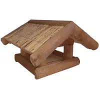 Haupt Futterhaus BERGHÜTTE mit Schilfdach, Vogelhaus aus Holz