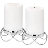 Edzard 2er-Set Kerzenhalter Bastia (H 4,5 cm), silberfarben, vernickelter Edelstahl, für Kerzen ø 8 cm