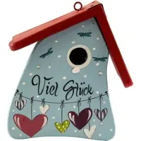 Vogelvilla Nistkasten Nistmini VIEL GLÜCK, handbemalt, hellblau