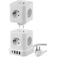 Revolt 13in1-Steckdosen-Turm, 9 Steckdosen, 3x USB-A, USB-C, PD 20 W, weiß