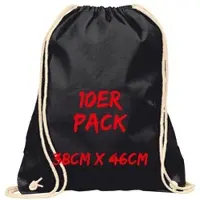 TEXXILLA Turnbeutel Mehrpack mit robusten Zugbändern, Schwarz, schwarz