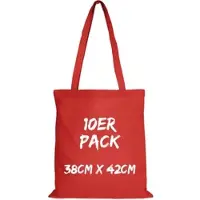 TEXXILLA Baumwolltasche Mehrpack Classic mit zwei langen Henkeln, Rot, rot