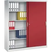 C+P CP-Möbel Schiebetürenschrank Acurado, 2140-00, abschließbar, aus Metall, 8 Fachböden, 160 x 195 x 40 cm (B/H/T), rot