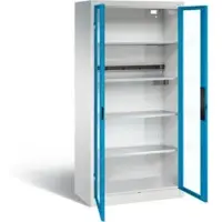 C+P Akkuladeschrank Basic mit Sichtfenster aus Acrylglas, H 1950 x B 930 x T 500 mm, Lichtgrau/Lichtblau