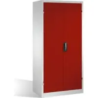 C+P Werkzeugschrank mit Drehtüren, 3 Böden und 3 Schübe, H1950xB930xT600mm Front Rubinrot Korpus Lichtgrau