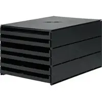 Styro Schubladenbox Styroval, Format C4, 6 offene Schübe, stapelbar, Beschriftungsmaterial, B 243 x T 335 x H 200 mm, Recycling-Kunststoff, schwarz
