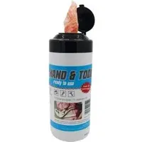 Wipex Hand & Tool ready to use Reinigungstücher, 1-lagig, getränkt, Polypropylen, orange, Spenderdose mit 75 Tüchern