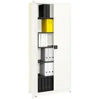 Mauser Stahlschrank mit Flügeltüren 42 cm tief 6OH schmal weiß, 95x220x42 cm