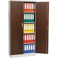 Gürkan Stahlschrank mit Flügeltüren in Holzoptik 92 x 195 cm Korpus grau grau, 92x195x42 cm