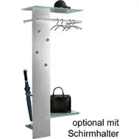 Kerkmann Wandgarderobe Kent, 6765, Metall, 80 x 180cm, mit 4 Kraftmagnethaken, silber