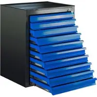 ADB Schubladenschrank 24770 Maxi, aus Metall, 10 Schübe, blau / anthrazit (B/H/T) 71 x 90 x 55cm