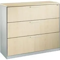 C+P CP-Möbel Hängeregisterschrank Asisto C3000, 3-bahnig, 3 Schübe, Metall/Holz, lichtgrau / ahorn
