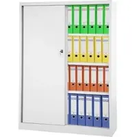 Bisley Schiebetürenschrank ECO, 3 Fachböden, 4 OH, Farbe lichtgrau, H 1637 x B 1200 x T 430 mm