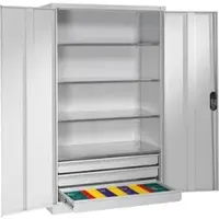 C+P CP-Möbel Werkzeugschrank 8932-503, aus Metall, lichtgrau, mit 3 Schubladen & 4 Fachböden, abschließbar, 120 x 195 x 60cm