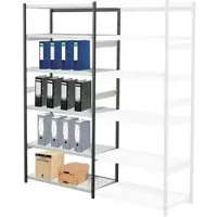 Kerkmann Aktenregal Stora 100, 51243115, aus Metall, 5 Ordnerhöhen, 100 x 225 x 50 cm (B/H/T), schwarz, lichtgrau