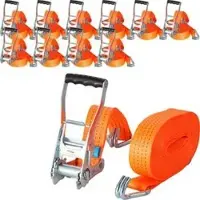 Böttcher-AG Spanngurt orange, mit Haken & Ratsche, 4000 kg Zurrkraft, DIN EN 12195-2, 50 mm x 4 m, 10 Stück