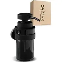Ovimar Seifenspender Lokta, 81004219, zur Wandmontage, Edelstahl & schwarzes Glas, 250ml