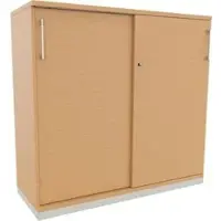 Fm Büromöbel Schiebetürenschrank endless, abschließbar, aus Holz mit 2 Fachböden, 120 x 113 x 44 cm (B/H/T), buche