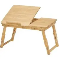 Songmics Laptoptisch LLD01N, aus Bambus, höhenverstellbar, winkelverstell- und klappbar, 54,5 x 21 x 34,5 cm