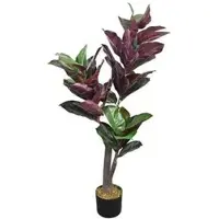 Decovego Kunstpflanze Gummibaum, Kunstbaum im Topf, mit Echtholzstamm, Höhe 110 cm