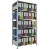 Schulte Lagertechnik Büroregal Stecksystem MultiPlus150, Grundregal, 6 Fachböden, mit Mittelanschlag, B 1000 x T 600 x H 2000 mm, Lichtgrau RAL 7035