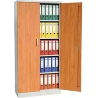 Gürkan G-Office Aktenschrank FLC/WD.19, aus Metall / Holz, abschließbar, 92 x 195 x 42 cm (B/H/T), erle / lichtgrau