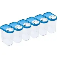 Kigima Schüttdose blau, aus Kunststoff, Set, 0,5 Liter, mit Drehdeckel, 6 Stück