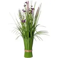 Creativ Green Kunstpflanze Stehgras-Busch, mit lila Blüten, Höhe 48 cm, 2 Stück